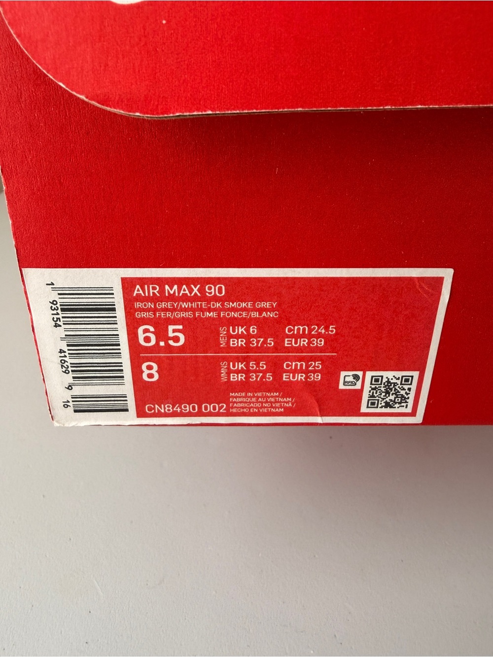 Nike Air Max 90 Sneakers - Black, Gray & White iron smoke grey 6.5 8 classic - Picture 2 of 6